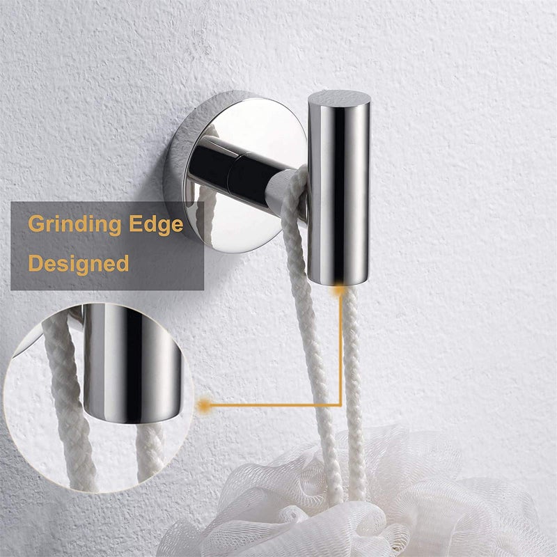Nolimas Towel Coat Hook Polished Chrome SUS304 Stainless Steel Bathroom Clothes Cabinet Closet Sponges Robe Hook Wall Mounted Round Kitchen Heavy Duty Door Hanger 2 Packs - Image 2